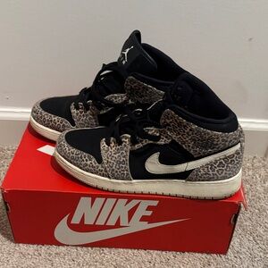 Nike Black and Cream Leopard Sneakers